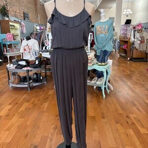 Abercrombie Solid Gray Spaghetti Strap Jumpsuit Size Small